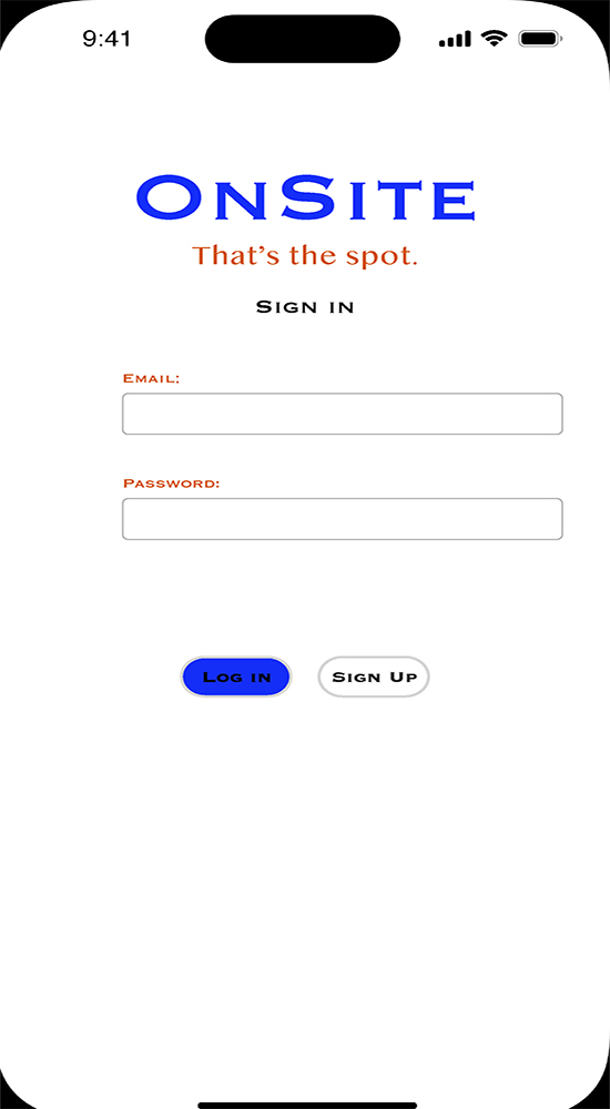 log in mobile app page prototype